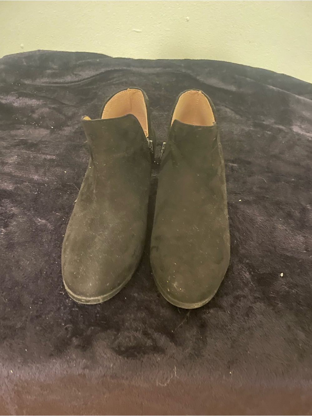 Women's Black Suede Ankle Booties with Side Zip